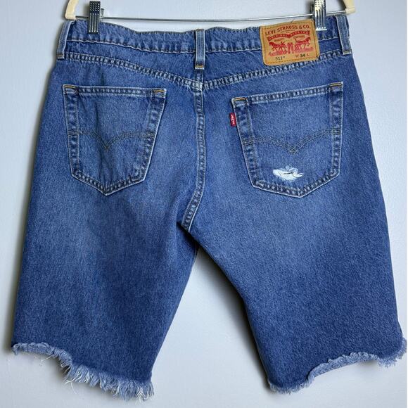 LEVI'S 511 Cutoff Denim Fringed Jean Shorts/Jorts. Levi Strauss & Co. Size 34 - Picture 6 of 7